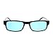Black Rectangle Frame Blue Lens Sunglasses Spring Hinge