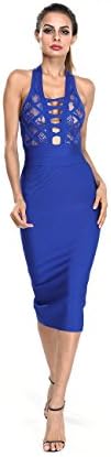 Norboe Women's Fashion One-Piece Blue Bodycon Sexy Sleeveless Summer Bandage Dress (XS, Blue)