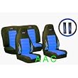 A Set of Universal-fit Type X Racing Style Front Bucket Seat Covers, Bench Seat Cover, Steering Wheel Cover and Shoulder Strap Cover - Blue