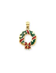 14 Karat Gold Enameled Wreath Charm