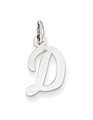 14k White Gold Small Script Initial D Charm, Best Quality Free Gift Box Satisfaction Guaranteed
