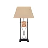 IMAGE OF Kichler Lighting 70504 32.5-Inch Portable Outdoor Table Lamp, Distressed Black Finish with Sedona Textured Linen Sunbrella Fabric Removable Shade