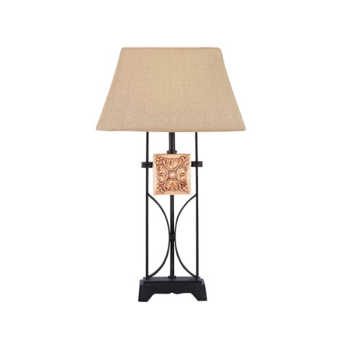 Kichler Lighting 70504 32.5-Inch Portable Outdoor Table Lamp, Distressed Black Finish with Sedona Textured Linen Sunbrella Fabric Removable Shade