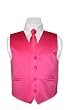 Covona BOY'S Solid HOT PINK FUCHSIA Dress Vest NeckTie Set