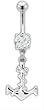 MINI BELLY RING WITH DANGLING SILVER ANCHOR
