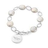 Personalized Sterling Freshwater Coin Pearl Bracelet With Jewelry Box Gift