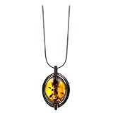 Sterling Silver Honey Amber Oval Necklace