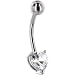Jewelry : Solid 14KT White Gold Cubic Zirconia HEART SOLITAIRE Belly Ring