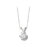 14K White Gold 5.25 MM Cubic Zirconia (Created) Solitaire Pendant with Chain