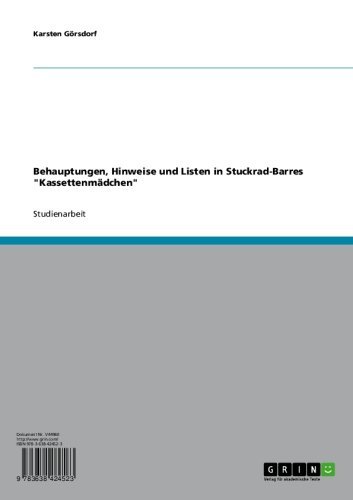 Behauptungen, Hinweise und Listen in Stuckrad-Barres 
