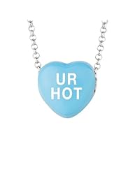 Sterling Silver 12mm Blue enamel Sweethearts UR HOT Heart Pendant