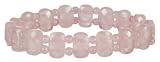 Rose Quartz Oval and Round Bead Stretch Bracelet, 7.5"