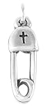 Sterling Silver Safety Pin w/Cross Charm by Bob Siemon