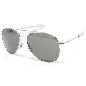 American Optical AO Flight Gear General Aviator Sunglasses 58 mm Silver Frame Bayonet Temples True Color Glass Lenses 30582