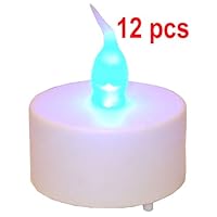 Flameless LED Tea Light Candles Blue Light - Set of 12, Just Artifacts Brand