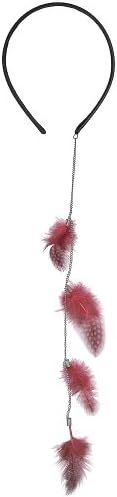 Red Four-Feather Dangle Headband-Black Headband with Feather Chain