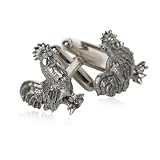 Rooster Pewter Silver Cufflinks with Presentation Box
