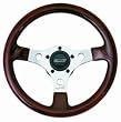 F/X Steering Wheel 13 in. Diameter 3.75 in. Dish Dark High Gloss Wood Design Rim w/Polished Aluminum Spokes