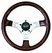 F/X Steering Wheel 13 in. Diameter 3.75 in. Dish Dark High Gloss Wood Design Rim w/Polished Aluminum Spokes