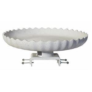 Farm Innovators All Seasons Decorative Gray Stone Scalloped Birdbath with Deck Mount – Model HBC-120, 120-Watt