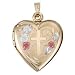 14K Yellow Gold Heart Color Cross Locket 3/4 inch x 3/4 inch in Solid 14K Yellow Gold (19MM)
