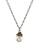 Necklace - N451 - Faceted Fire Polished Crystal Glass Ball Hung on Antique Gold Tone Necklace - 16" ~ Light Colorado Topaz AB (Iridescent)