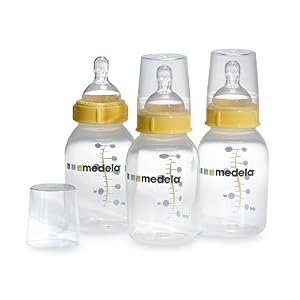 Set of 3 Medela Breastmilk Bottle Set in 5oz with a Bonus 8oz Bottle with a Medium Flow Nipple BPA Free