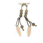 Magnetite Earrings 02 Dangle Rose Quartz Pink Gemstone Crystal Healing Black Wire 3.5