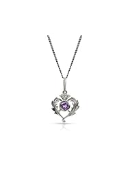 Sterling Silver 0.20ct Amethyst Thistle 45cm Necklace