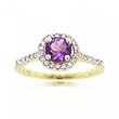 Amethyst & Diamond Circle of Love Rings Yellow Gold