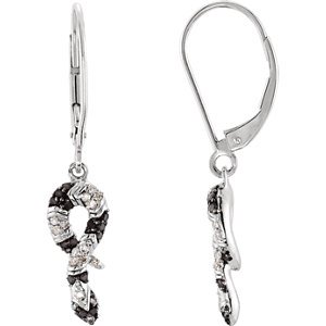 Genuine IceCarats Designer Jewelry Gift Sterling Silver Genuine Black Spinel And Diamond Snake Earrings. 1/6 Ct Tw/Pair Genuine Black Spinel And Diamond Snake Earrings In Sterling Silver