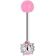 Pink Gem Spider Eyebrow Ring with Acrylic Ball