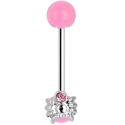 Pink Gem Spider Eyebrow Ring with Acrylic Ball
