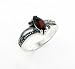 Sterling Silver Marcasite Marquise Garnet Ring (Size 5,6,7,8,9)