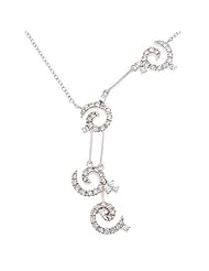 Swirl C.Z. Diamond (.925) Sterling Silver Lariat Necklace