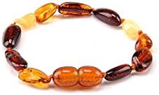 Amber Teething Bracelet for Babies Baroque Mutil 4 Bracelet (Unisex) - Anti Flammatory, Drooling &amp; Teething Pain Reduce Properties - Certificated Natural Oval Baltic Jewelry with the Highest Quality Guaranteed. Easy to Fastens with a Twist-in Screw Clasp Mothers Approved Remedies!