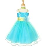 Blue and Lime Sequined Dress Size 4 - CC106BLU