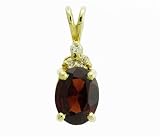 Ladies 0.10ct Diamond and 1.25ct Garnet Pendant