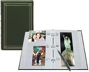 3-Ring Hunter Green Leather BI-DIRECTIONAL memo pocket album - 4x6