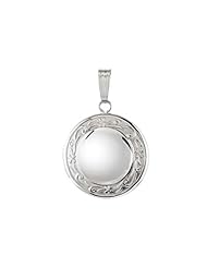 Round Locket with Floral Design Pendant 18.50mm Set in Sterling Silver