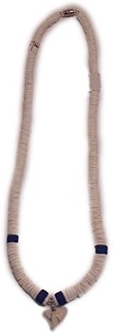 Sharks Tooth Necklace 18" White/Blue
