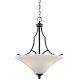 Quoizel SR2822IN Sarah 3-Light Pendant with Opal Etched Glass Shades, Iron Gate