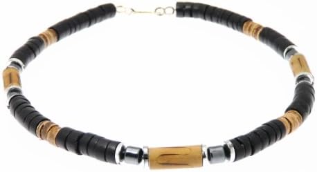 Beautiful Coco Wood & Hematite Bead Beads Surf Surfer Style Necklace / Choker - B