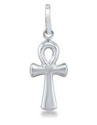 Solid 14k White OR Yellow Gold Religious Ankh Cross Pendant Charm (Height = 3/4" , Width = 3/8")