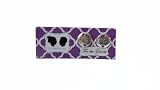 Grooms I DO Cufflinks with Colored Crystal-Silver Charm- Purple Stone