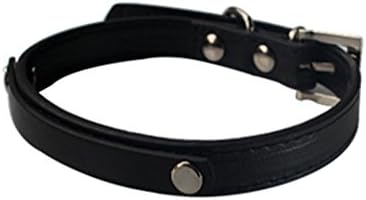 Rachel Pet Products Classic Plain Soft PU Leather Dog Adjustable Personalized ID Collars with Pet Name and Phone Number for Small/Medium Pets, Black, XS: 30x1.5cm
