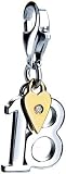 Number 18 and Heart Sterling Silver Diamond Charm by Hot Diamonds