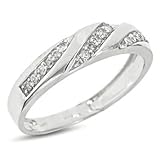 1/4 Carat T.W. Round Cut Diamond Men's Wedding Ring 14K White Gold Wedding Ring - Free Gift Box -