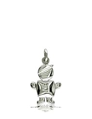 Mothers Day Jewelry Gift - Small Belly Boy Mommys Kids Charm in Sterling Silver
