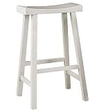 24 Carolina Cottage Antique White Saddle Seat Counter Stool